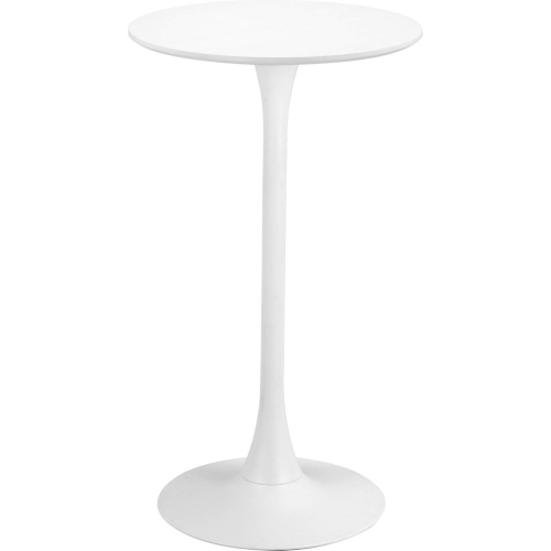 Auray Bar Table in White Faux Wood & White Steel