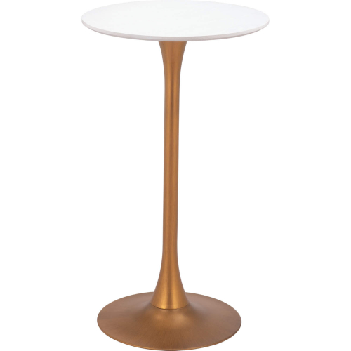 Auray Bar Table in White Faux Wood & Gold Finish Steel