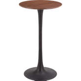 Auray Bar Table in Brown Faux Wood & Black Steel