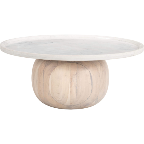 Savona Coffee Table in White Marble & Bleached Acacia Wood