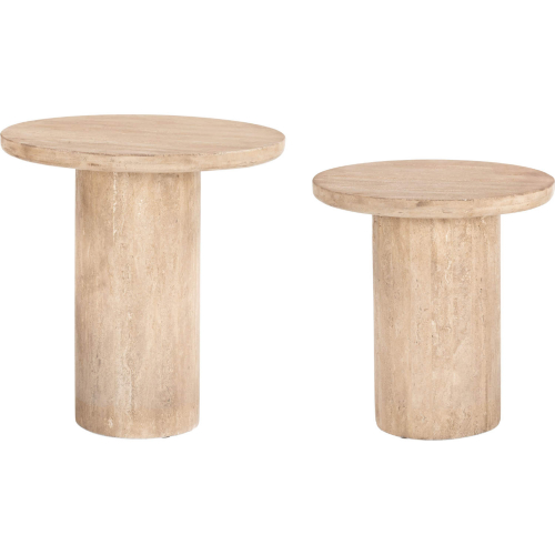 Fenith Accent Side Table in Sandblasted Travertine (Set of 2)