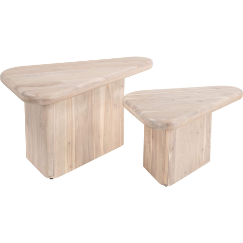 Navidic Coffee Table Set in Bleached Acacia Wood (Set of 2)