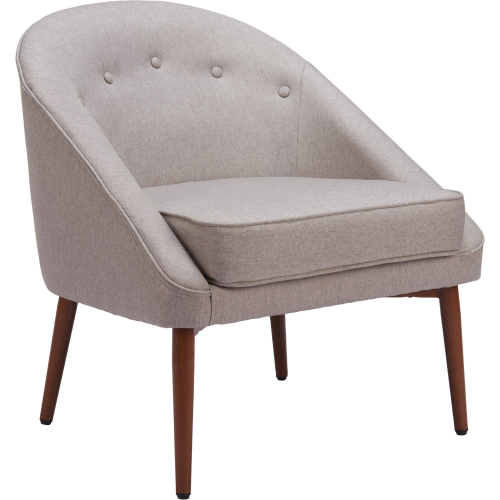 Carter Accent Chair in Tufted Gray Fabric & Walnut Finish Wood