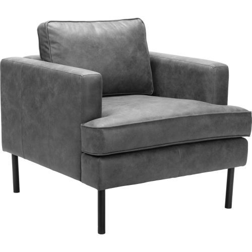 Decade Accent Arm Chair in Vintage Gray Leatherette & Black Steel