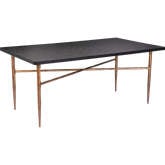 Nida 72" Dining Table in Black MDF & Textured Bronze Steel