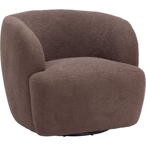 Govan Swivel Chair in Brown Shearling Style Fabric