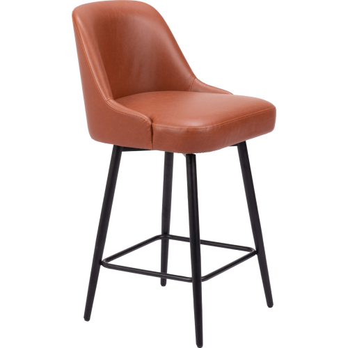 Keppel Swivel Counter Stool Brown Leatherette & Black Steel