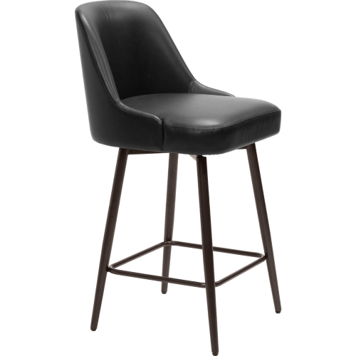 Keppel Swivel Counter Stool Black Leatherette & Bronze Steel