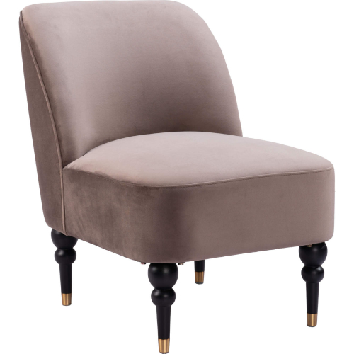 Bintulu Accent Chair in Taupe Velvet & Black Wood