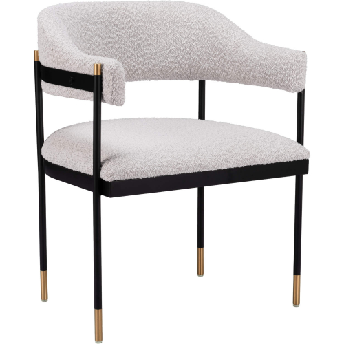 Zadar Dining Chair in Misty Gray Shearling Style Fabric & Black Steel