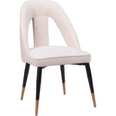 Artus Dining Chair in Ivory Shearling Style Fabric