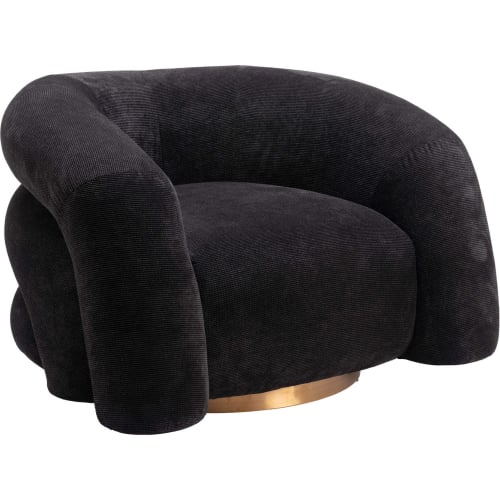 Havn Accent Chair in Black Shearling Style Fabric & Gold