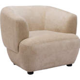 Bekker Accent Chair in Golden Beige Shearling Style Fabric & Walnut Finish