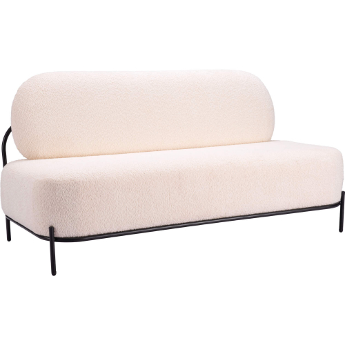 Arendal Sofa in Vanilla Cream Sherpa Style Fabric & Black Steel