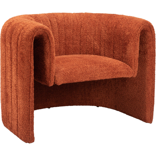 Viana Accent Chair in Channel Tufted Burnt Orange Sherpa Style Fabric