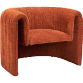 Viana Accent Chair in Channel Tufted Burnt Orange Sherpa Style Fabric