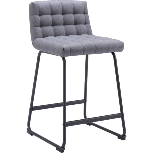 Pago Counter Stool in Gray Performance Fabric & Black Steel (Set of 2)