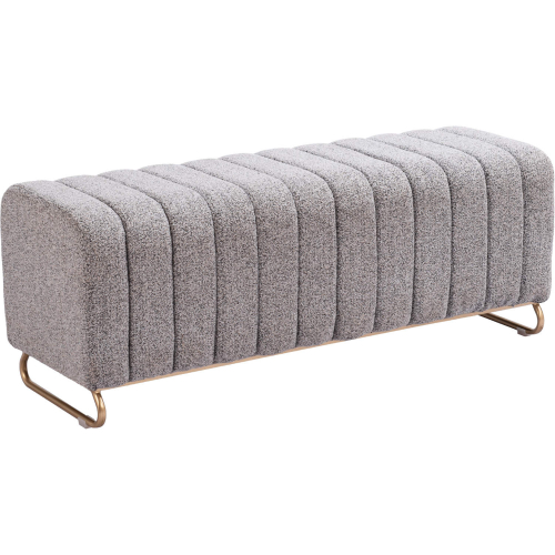 Pender Bench in Channel Tufted Stone Gray Shearling Style Fabric & Gold