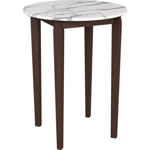 Vernon 31.5" Bar Table in White Faux Marble & Walnut Finish Wood