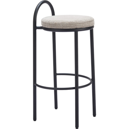 Sisal Bar Stool in Beige Tweed Chenille & Black Steel (Set of 2)