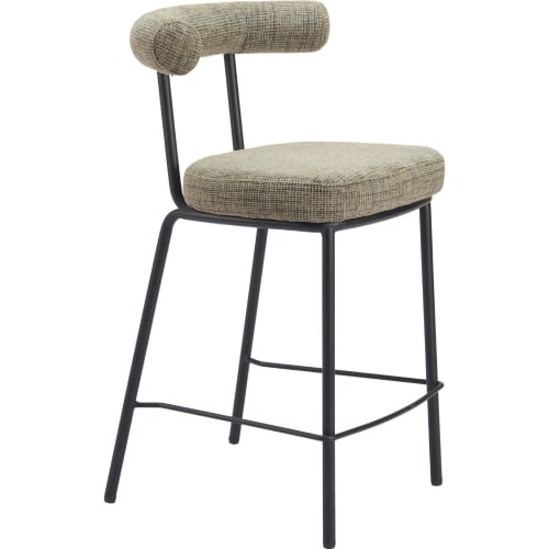 Kede Counter Stool Green Tweed Chenille & Black Steel