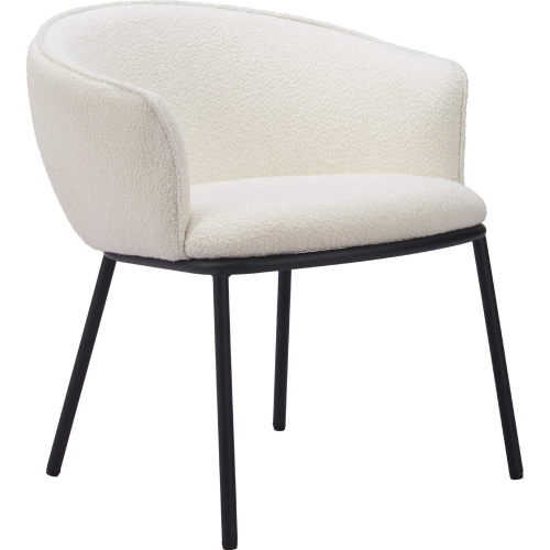 Essen Dining Chair in Ivory Shearling Style Fabric & Black Steel