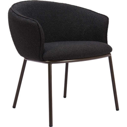 Essen Dining Chair in Black Shearling Style Fabric & Bronze Steel