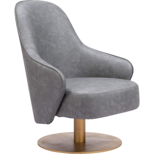 Withby Accent Chair in Gray Leatherette & Gold Steel