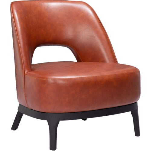 Mistley Accent Chair in Brown Leatherette & Black Wood