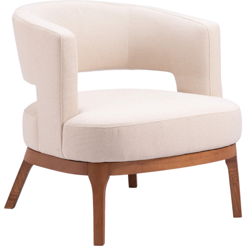 Penryn Accent Chair in Beige Fabric & Walnut Finish Wood