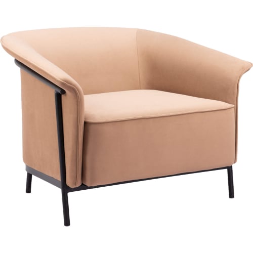 Burry Accent Chair in Tan Fabric & Black Steel