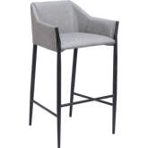 Andover Bar Stool in Slate Gray Leatherette & Black Steel