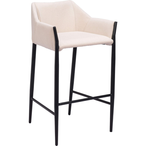 Andover Bar Stool in Beige Fabric & Black Steel