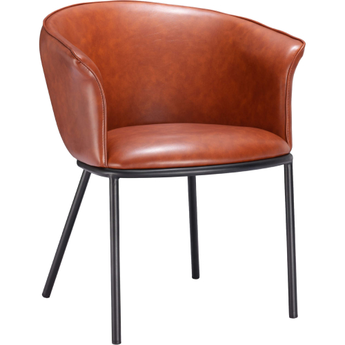 Garston Dining Chair in Brown Leatherette & Black Steel