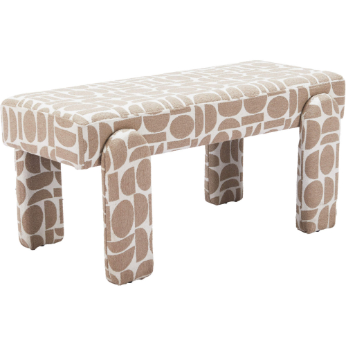 Blato Bench in Gray Geometric Pattern Fabric