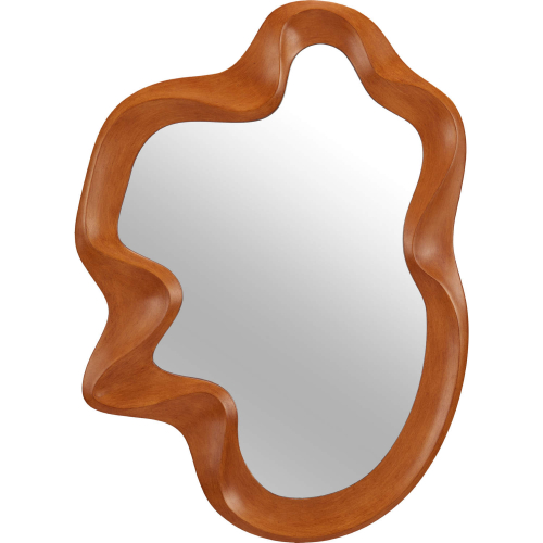 Foz Organic Shape Mirror in Brown Wood