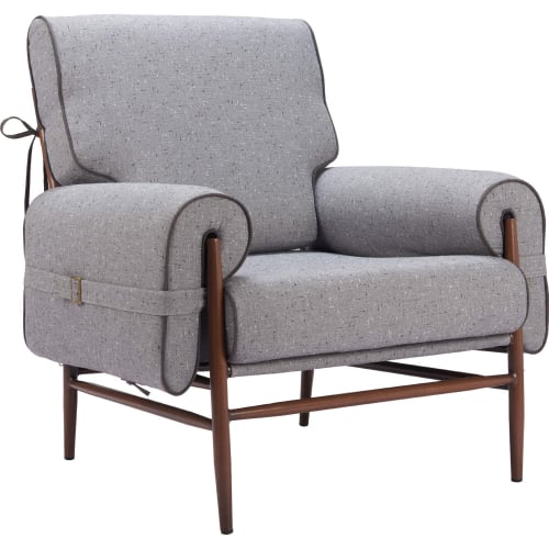 Klem Accent Chair in Gray Fabric & Walnut Finish Steel