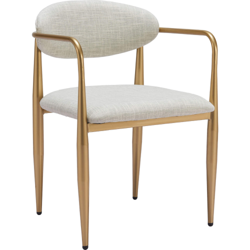 Zens Dining Chair in Quill Gray & Gold Finish Steel (Set of 2)