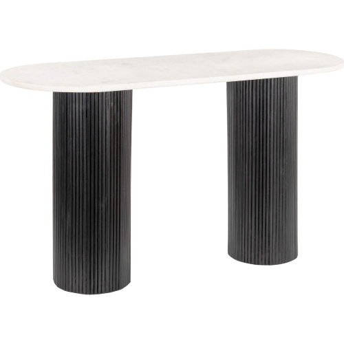 Izola Console Table in White Marble & Black Wood