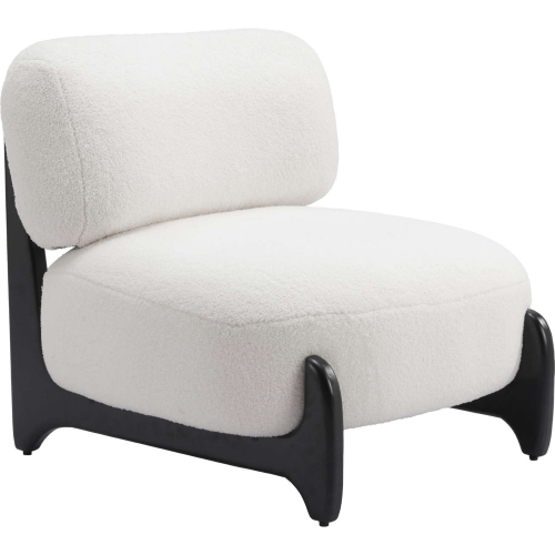 Bombo Accent Chair in White Sherpa Fabric & Black Wood