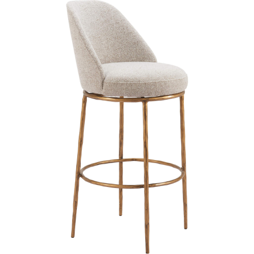 Nordhavn Swivel Bar Stool in Beige Fabric & Gold Steel