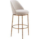 Nordhavn Swivel Bar Stool in Beige Fabric & Gold Steel