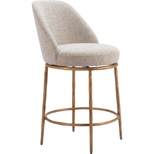 Nordhavn Swivel Counter Stool Beige Fabric & Gold Steel