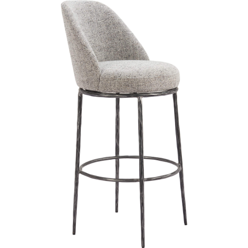 Nordhavn Swivel Bar Stool in Gray Fabric & Black Steel