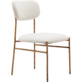 Sydhavnen Dining Chair in Cream Shearling Style Fabric & Gold