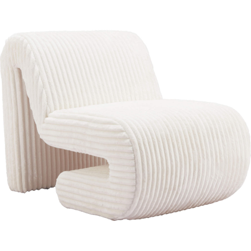 Opam Accent Chair in White Corduroy Fabric