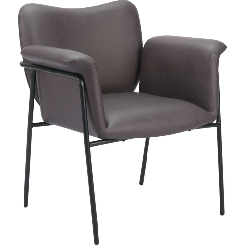 Heritage Accent Chair in Brown Leatherette & Black Metal