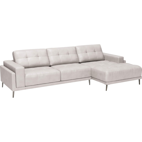 Bliss Sectional Sofa in Tufted w/ Right Arm Facing Chaise in Tufted Beige Top Grain Leather