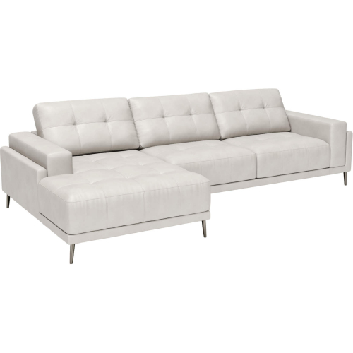 Bliss Sectional Sofa in Tufted w/ Left Arm Facing Chaise in Tufted Beige Top Grain Leather