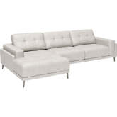 Bliss Sectional Sofa in Tufted w/ Left Arm Facing Chaise in Tufted Beige Top Grain Leather